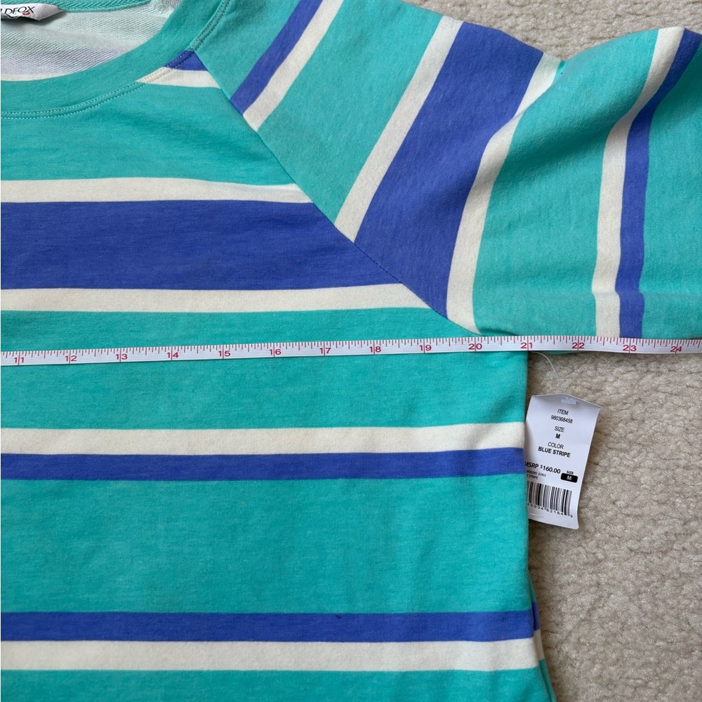 Wildfox blue and teal striped long sleeve tee, sz M, relaxed loungewear, stretch - Picture 6 of 6